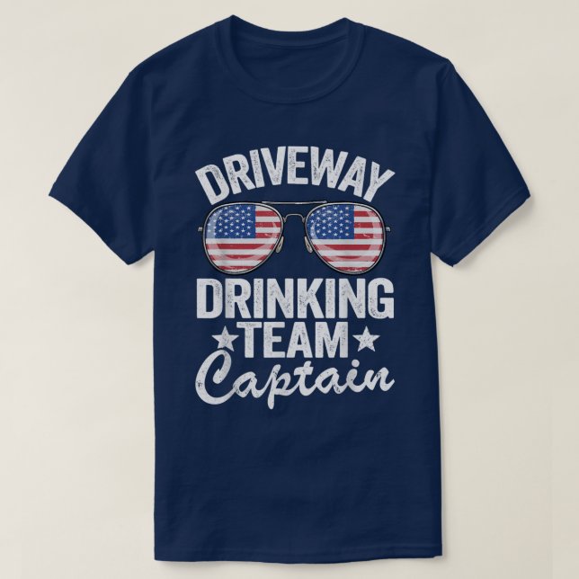 Camiseta Beer Driveway Drinker US Flag Driveway Bebendo Te (Frente do Design)