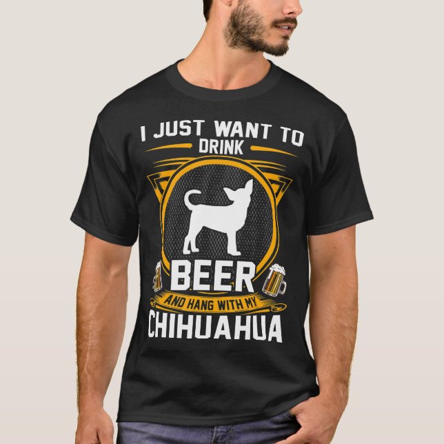 Camiseta Beer E Prender Com Meu Sobrinho De Cão Chihuahua (Frente)