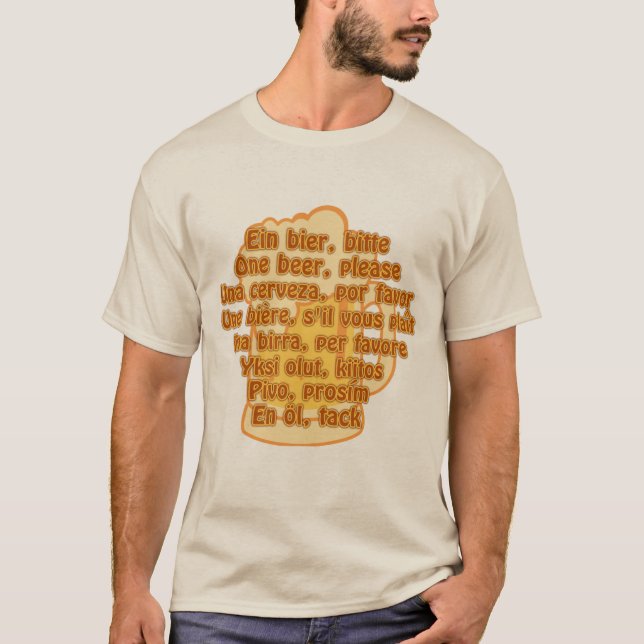 Camiseta BEER em idiomas - escolha estilo e cor (Frente)