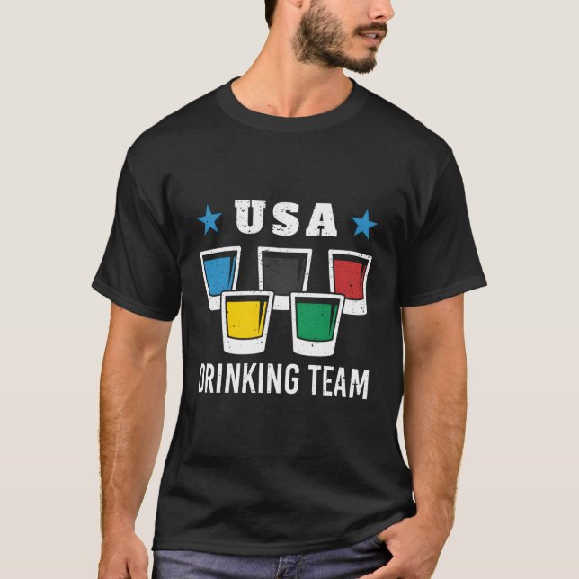 Camiseta Beer Equipe de Bebendo Patriot Olimpiadas Dos Eua (Frente)