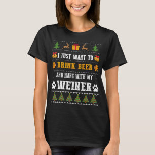 Camiseta Beer Funny Weiner Dachshund Dog Ugly Christm