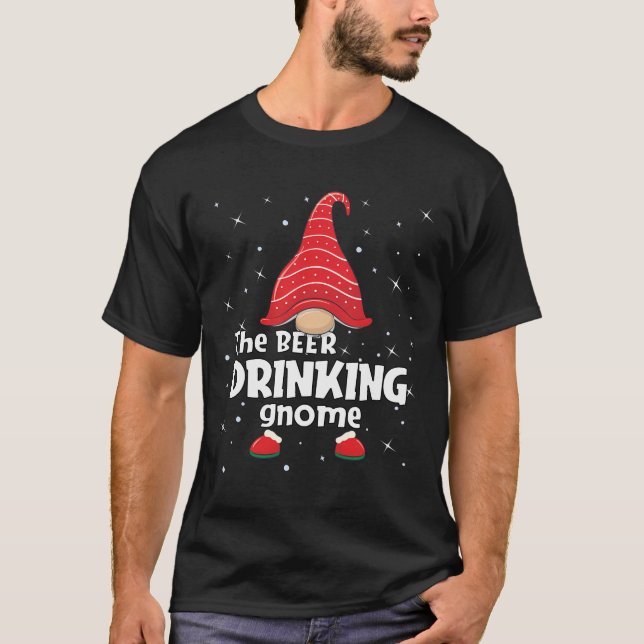 Camiseta Beer Gnomo Família Correspondendo Ao Natal Engraça (Frente)