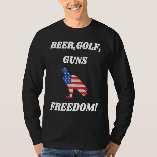 Camiseta Beer Golf Guns Freedom  Golfing Dad Husband Grandp (Frente)