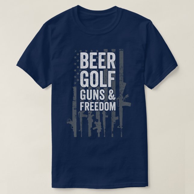 Camiseta Beer Golf Guns & Freedom USA Jogador de Golfe Pro  (Frente do Design)