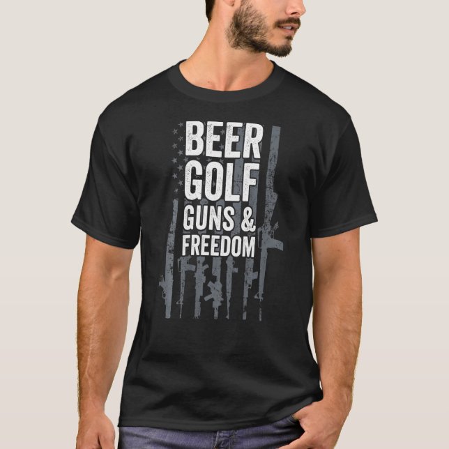 Camiseta Beer Golf Guns & Freedom Usa Pro Guns Jogador de G (Frente)