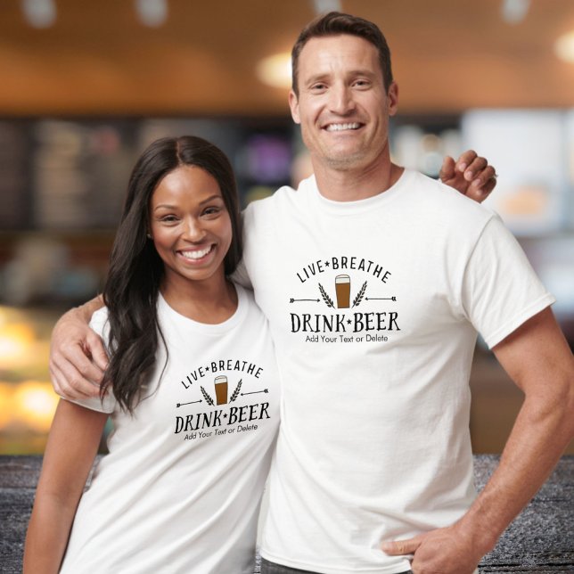 Camiseta Beer Lover Hipster Live Respira Beer Beer Personal (Criador carregado)