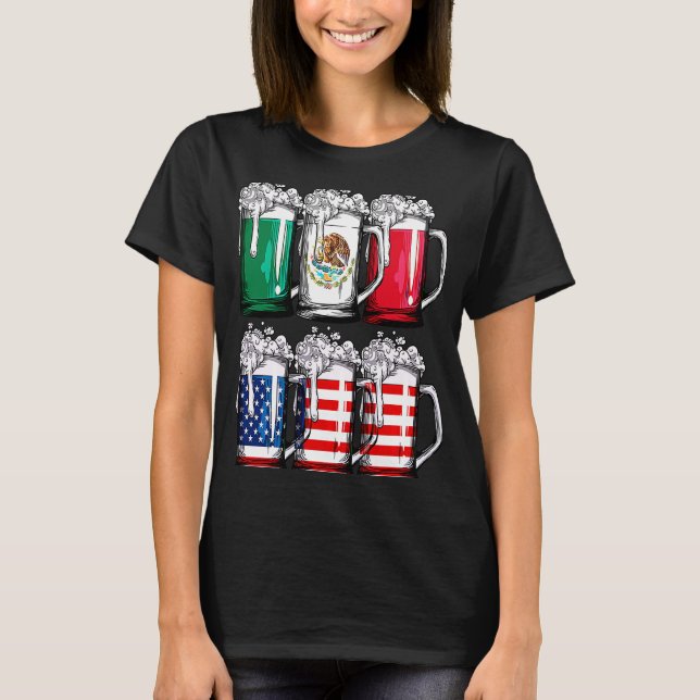 Camiseta Beer Mexicano Flag Cinco de Mayo Men Beer (Frente)