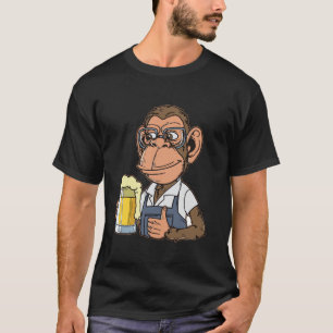 Camiseta Beer Monkey Segurando Um Barman De Cartoon De Cerv