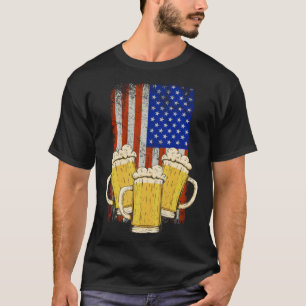 Camiseta Beer Mug American Flag Artesanato Beer Brewer