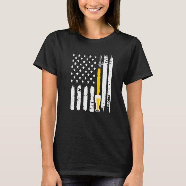 Camiseta Beer Mug in US Flag para Cervejas (Frente)