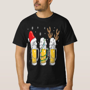 Camiseta Beer Mugs Reincervet Santa Hat Xmas Presente