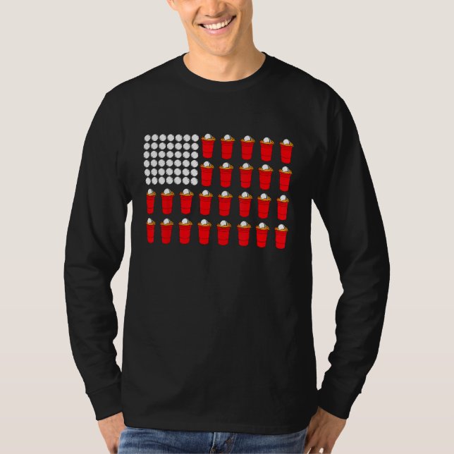Camiseta Beer Pong American Flag (Frente)
