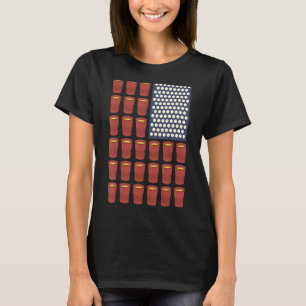 Camiseta Beer Pong Balls Bebado America Flag 4 de julho Dri