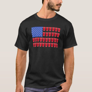 Camiseta Beer Pong Bebendo American Flag Red Solo Cups