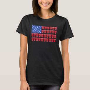 Camiseta Beer Pong Bebendo American Flag Red Solo Cups