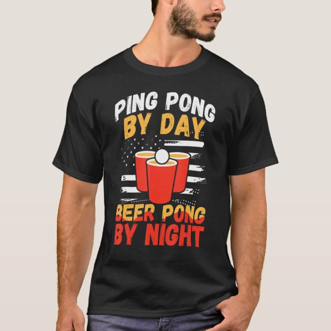 Camiseta Beer Pong By Night Table Tennis Player (Frente)