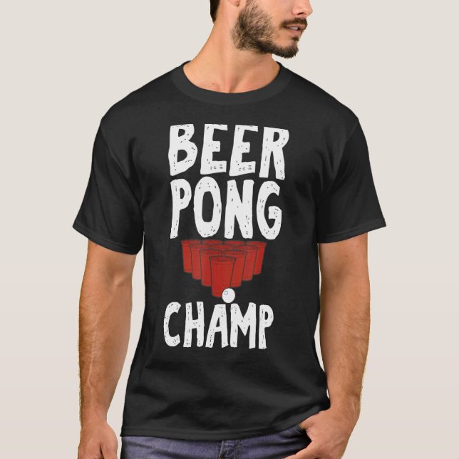 Camiseta Beer Pong Champ para Jogo de Bebendo Unisex (Frente)