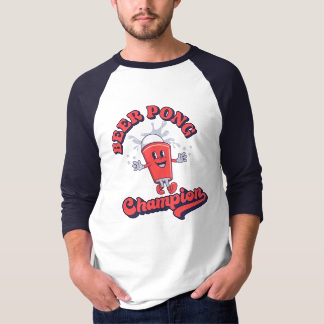 Camiseta Beer Pong Champion Engraçado Jogo de Bebendo (Frente)