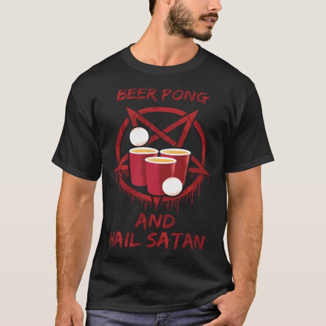 Camiseta Beer Pong e Hail Satã (Frente)