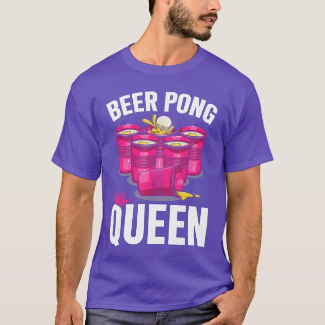 Camiseta Beer Pong Queen Beer Pong Girl Player Drinking Gam (Frente)