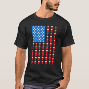 Camiseta Beer Pong Red Cup - Bandeira Americana 4 De Julho