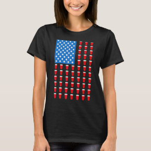 Camiseta Beer Pong Red Cup - Bandeira Americana 4 De Julho