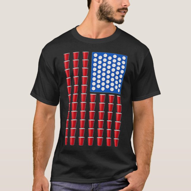 Camiseta Beer Pong Red Solo Cup Bandeira Americana (Frente)