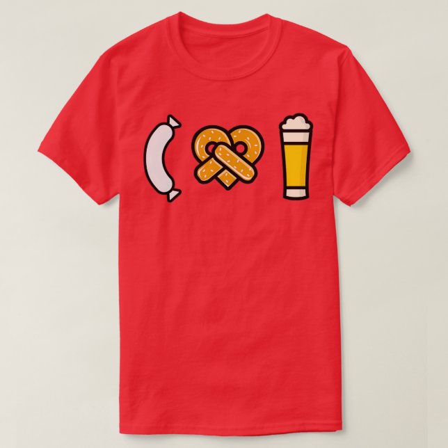 Camiseta Beer pretzel Weisswurst Eu amo Weizen Bavarian (Frente do Design)