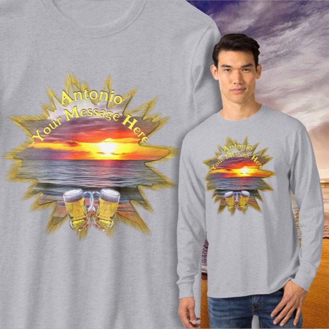 Camiseta Beer & Puerto Sunset Beach 1739 (Criador carregado)