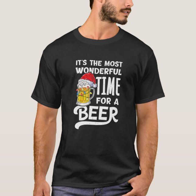 Camiseta Beer Santa Lights Christmas Pajama Drinking Lover (Frente)