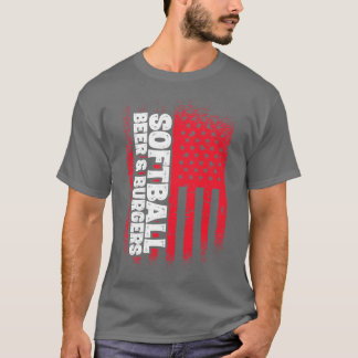 Camiseta Beer Softball E Burgers Produto de bandeira dos EU