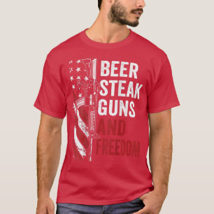 Camiseta Beer Steak Guns & Freedom CHURRASCO AR15 Gun USA F