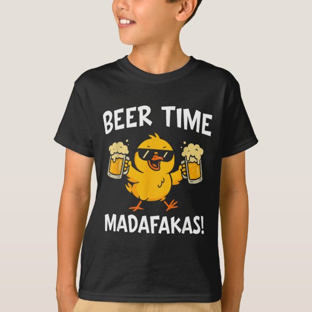 Camiseta Beer Time Madafakas Funny Meme Duck With Beer Chic (Frente)
