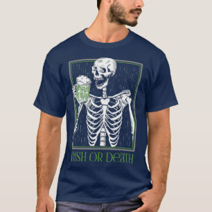 Camiseta Beer verde Bebendo do esqueleto irlandês ou da mo