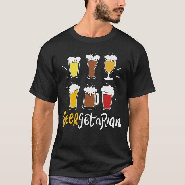 Camiseta Beergetarian Craft Beer Pun Home Brewery Brewer Ho (Frente)