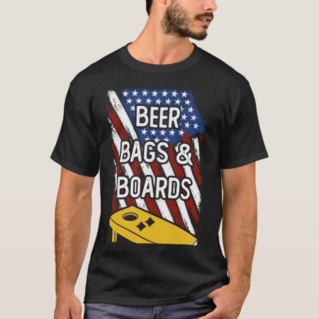 Camiseta Beers Bolsas And Conselho American Cornhole Player (Frente)