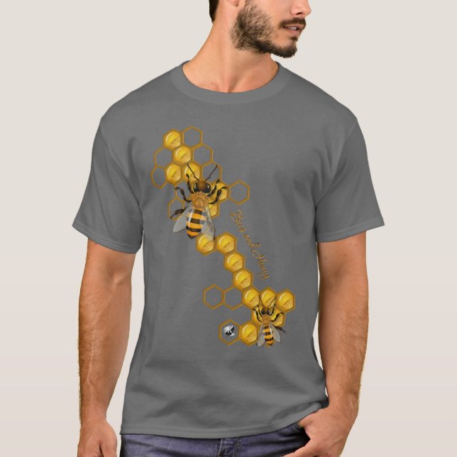 Camiseta Bees and Honey mit Bienen und Honigwaben (Frente)