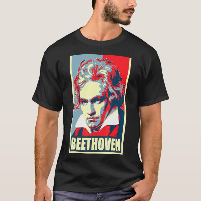 Camiseta Beethoven Propaganda Poster Pop Art (Frente)