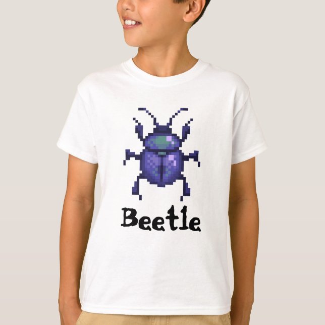 Camiseta Beetle purple pixel art (Frente)