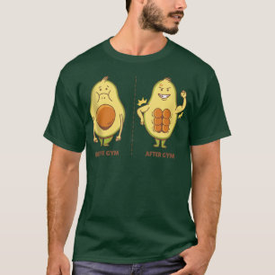 Camiseta Before After Gym Funny Avocado Abs Workout Eercise