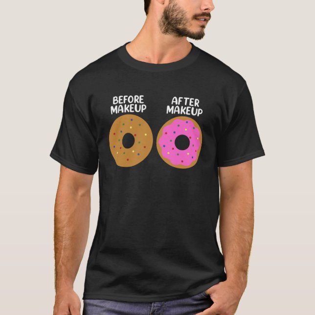 Camiseta Before After Makeup Artist Cosmetologist Donut (Frente)