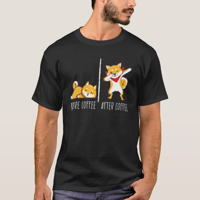 Camiseta Before Coffee After Coffee Paws Dog Breed Bark Pet (Frente)