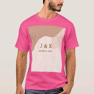 Camiseta Bege boho curvo laranja casamento nome data