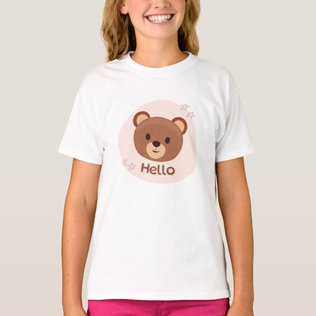 Camiseta Bege e Marrom Ilustração Fofa (Frente)