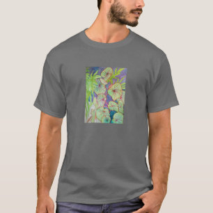 Camiseta Begónia e Philodendron da aguarela