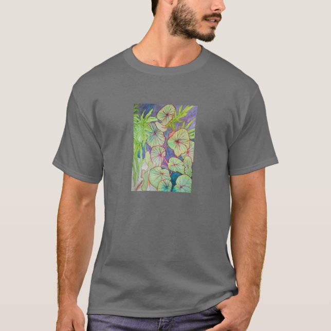Camiseta Begónia e Philodendron da aguarela (Frente)