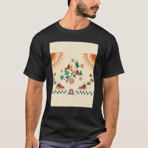 Camiseta Beige Scandi Flower Ethnic Cute Autumn Fall Mix