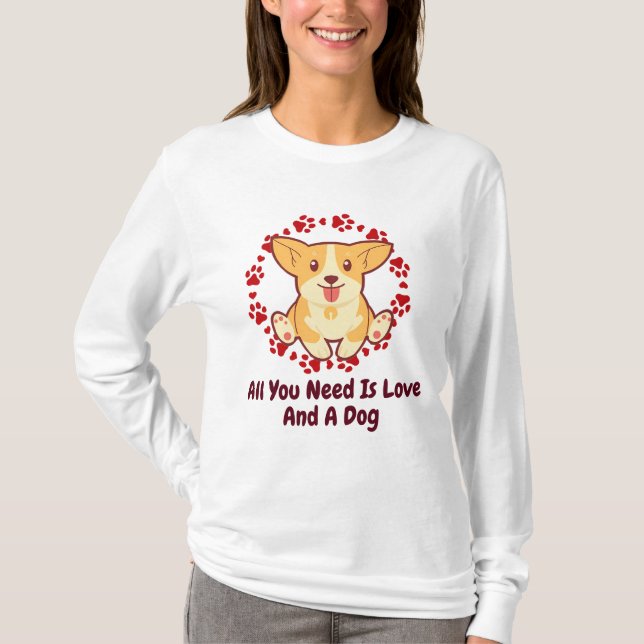 Camiseta Beige Tudo Que Precisa É De Amor E Cão (Frente)