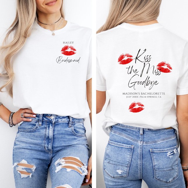 Camiseta Beija A Miss Adeus Bridesmaid Personalizável (Criador carregado)