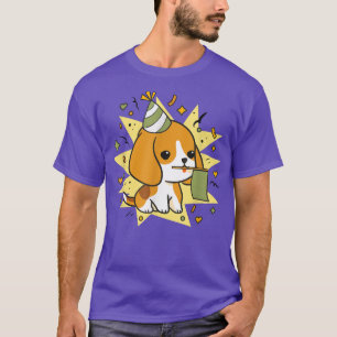 Camiseta Beija-Beagle Bonita Celebração de Aniversário Cach